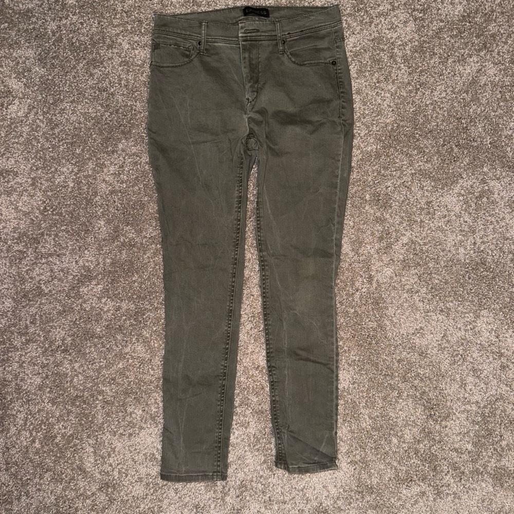 Express- Olive Green Skinny Jeans, US 4